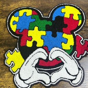 Colorful Puzzle Piece Mouse Toy Patch